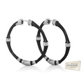 Lauren G. Adams Bamboo Hoop Earrings (Silver & Black)